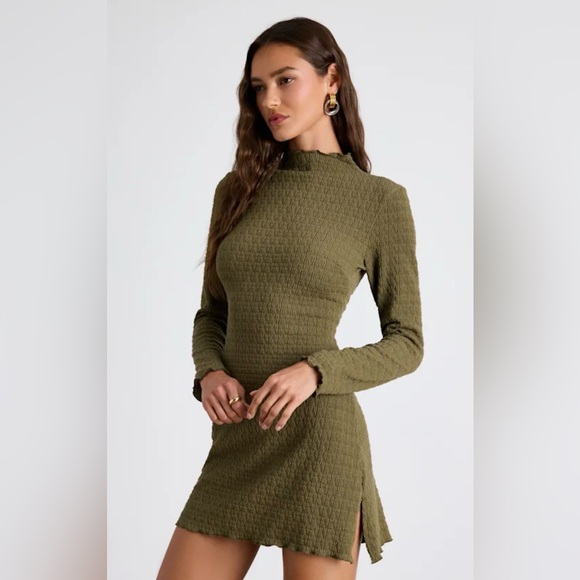 Lulu's Chic Olive Long Sleeve Dress - Picture 1 of 4